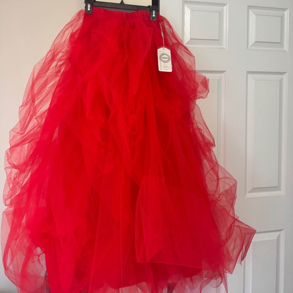 Amazon Bold Red A-Line Tulle Skirt